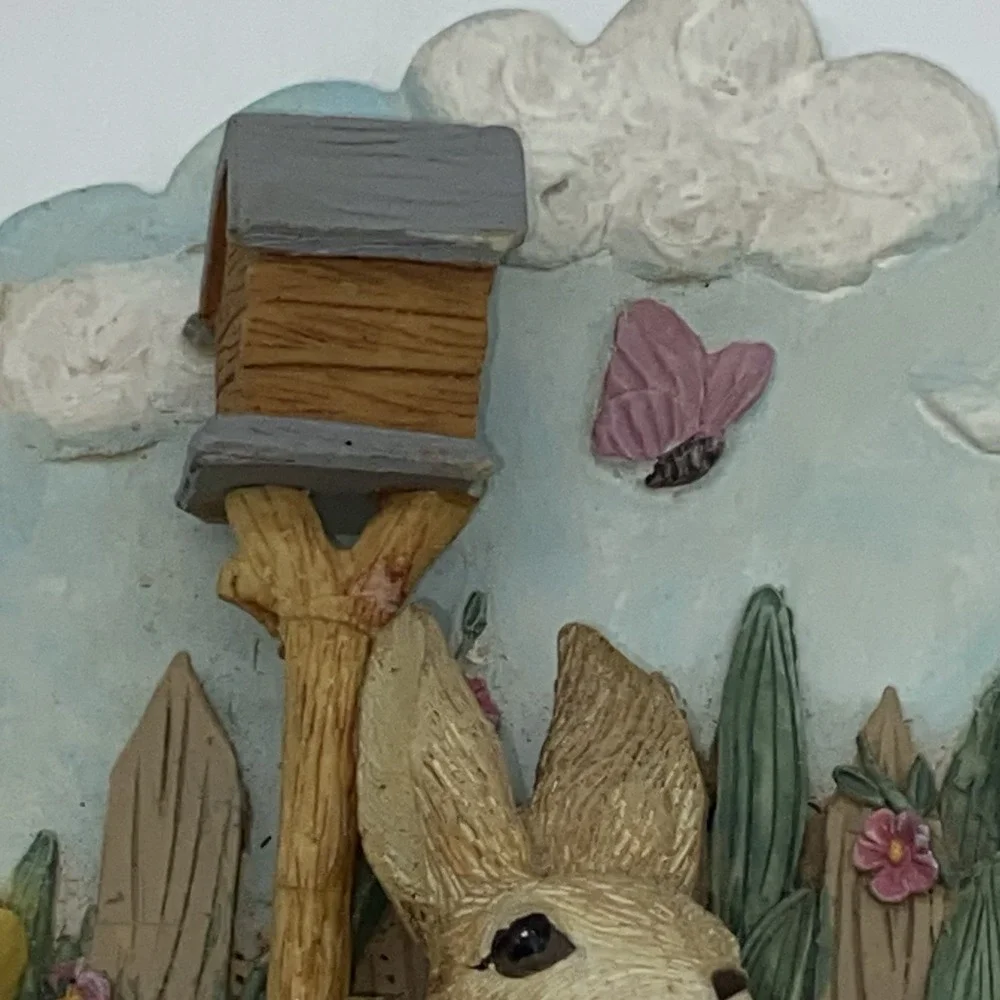 Bunny Hare Resin Spring Garden‎ Watering Can Ceramic Bookends 5 5/8" Tall - Picture 13 of 16